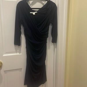 Diane Von Furstenberg DVF Rich Navy ruched dress. Size M. “Bentley” 3/4 sleeves.